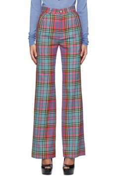 Vivienne Westwood: Multicolor Ray Trousers | SSENSE Colorful Plaid Pants, Vivienne Westwood Tartan, Picnic Cafe, Irn Bru, Outfits Pastel, Super Nana, Conservative Outfits, Blazer Pattern, Style 2023