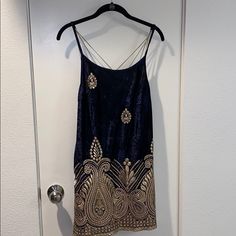 Couture Dress Size 2 Brand: Lenni Made In Asia, Designed In Australia Blue Embellished Dress For Date Night, Blue Sleeveless Festive Dress, Edgy Glam, Sequined Dress, Couture Dress, Dresses Backless, Blue And Gold, Couture Dresses, Sequin Dress