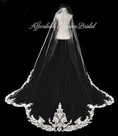 a black and white photo of a bride's wedding dress with a veil on it