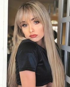 Sophia Mitchell, Blonde Hair With Bangs, When You Leave, Straight Lace Front Wigs, Short Hair Color, Windy Day, Haircuts With Bangs