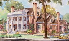 this is an artist's rendering of a large house