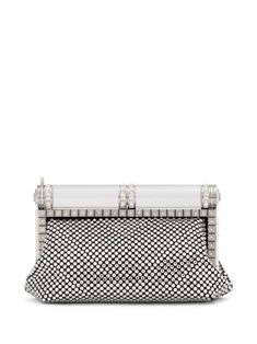 crystal-embellished clutch bag from DOLCE & GABBANA featuring grey, silk blend, crystal embellishment, clasp fastening, main compartment, internal slip pocket and detachable chain-link shoulder strap. | Dolce & Gabbana Crystal-Embellished Clutch Bag Micro Bags, Embellished Clutch, Rhinestone Clutch, Satin Bags, Dolce E Gabbana, Crystal Embellishment, Black Crystals, Clothes For Sale, Clutch Bag