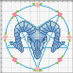 a cross stitch pattern with an animal's head on it