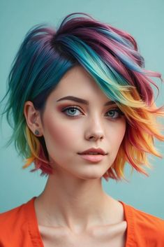 Short Layered Hairstyles, Vivid Hair Color, Cute Hair Colors, Layered Hairstyles, Beauty Hairstyles, Different Hair Types, Different Hair, Short Layered, Hairstyles For Medium Length Hair