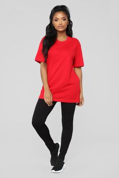 Available In Black, White, Heather Grey, Pink, Blue, Royal, Yellow, Red, And Burgundy Crew Neck Short Sleeve Disclaimer: Female Model Is Wearing Size Medium 100% Cotton Imported | Mens Essential Crew Tee Shirt in Red size Small by Fashion Nova Red Stretch Casual T-shirt, Red Oversized Short Sleeve T-shirt, Red Stretch Short Sleeve Shirt, Red Stretch Crew Neck Shirt, Red Crew Neck Plain Shirt, Casual Red Plain T-shirt, Red Plain Crew Neck Shirt, Basic Stretch Red T-shirt, Red Stretch Basic T-shirt