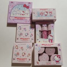 hello kitty products are displayed in their boxes