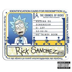 the card for rick's birthday is shown in blue and yellow, with an image of rick on it