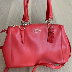 Coach F36704 Mini Christie Carryall Crossbody Shoulder Bag In Crossgrain Leather New With Tags Description: Crossgrain Leather Inside Zip, Cell Phone And Multifunction Pockets Zip-Top Closure, Fabric Lining 10 1/2 (L) X 7 (H) X 4 (W) Handles With 5 3/4 Drop, Strap With 23 1/2 Drop For Shoulder Or Crossbody Wear Sophisticated And Elegant In Genuine Cross-Grain Leather, This Modern, Flared Shape Versatile Bag Is Suitable For Any Occasion. Coach Style #36704 100% Genuine Coach Handbag Price Is Firm Coach Orange Crossbody Shoulder Bag, Coach Orange Shoulder Bag, Coach Orange Bag With Detachable Strap, Coach Orange Leather Bag, Coach Orange Satchel Bag, Classic Orange Crossbody Bag, Orange Leather Coach Bag, Orange Soft Leather Crossbody Bag, Coach Orange Crossbody Bag