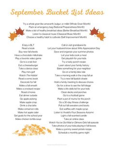 an autumn bucket list with leaves on it