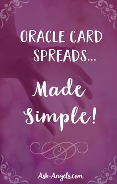 the words oracle card spreads made simple on a purple background