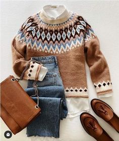 Fairisle Jumper Outfit, Fairisle Jumper, Look Boho Chic, Outfit Plan