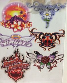 the stickers are all different colors and designs