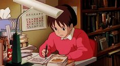 Gif, Desk, Books, Anime