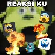 an image of some cartoon characters in front of a computer screen with the caption'reaksi ku '