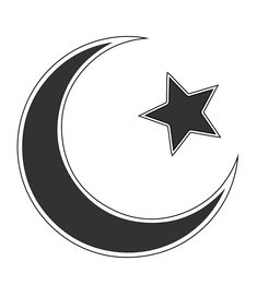 the crescent and star symbol in black and white