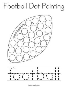 a football dot painting worksheet with the word football on it and an image of a