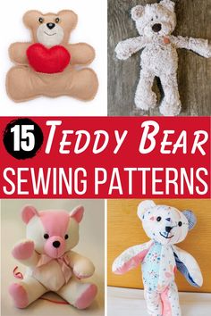 teddy bear sewing patterns with the title overlay that reads 15 teddy bear sewing patterns