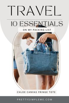 10 travel essentials on my packing list - Our Chloe Canvas Fringe Tote is great to use as a beach bag, a carry on, or even as an everyday around the town travel bag! Office Gym, Crossbody Tote Bag, Crossbody Tote