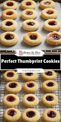 the perfect thumbprint cookies are ready to be baked in the oven, and then topped with jelly