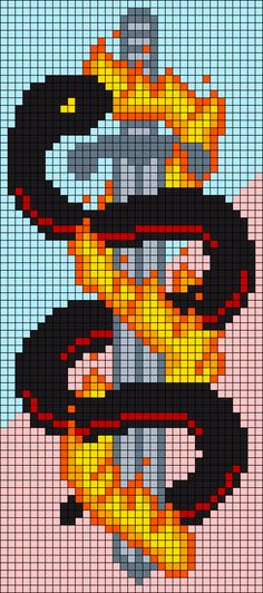 a cross - stitch pattern with an image of a fire hydrant in the middle