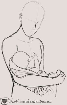 a drawing of a person holding a baby