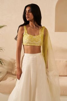 Shop for Zoon Ivory Blouse Lehenga Set With Ombre Dupatta for Women Online at Aza Fashions Summer Wedding Choli With Sheer Dupatta, Summer Fitted Lehenga With Sheer Dupatta, Summer Wedding Choli With Cutdana Details, Summer Wedding Choli With Cutdana, Fitted Off White Choli With Cutdana, White Lehenga For Summer Reception, Summer Wedding Lehenga With Cutdana, Fitted Summer Choli With Sheer Dupatta, Semi-stitched Bollywood Blouse Piece With Sheer Dupatta