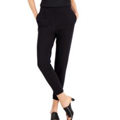 Alfani Seamed Straight Pants New With Tag Size 12. Black Business Casual Pantsuit With Pockets, Black High-waisted Pantsuit With Pockets, Casual Stretch Bottoms For Office, Black Spring Pantsuit With Pockets, Spring Black Pantsuit With Pockets, Stretch Pants With Pockets For Night Out, Casual Black Office Pantsuit, Casual Black Pantsuit For Office, Casual Fitted Pantsuit With Pockets