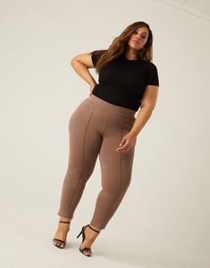 Curve Front Seam Stretch Pants Thick Leggings, Classic Style Outfits, Plus Size Summer Outfit, Plus Size Leggings, Fashion Mistakes, Style Mistakes, Stretch Pants, Piece Of Clothing, High Waist Jeans