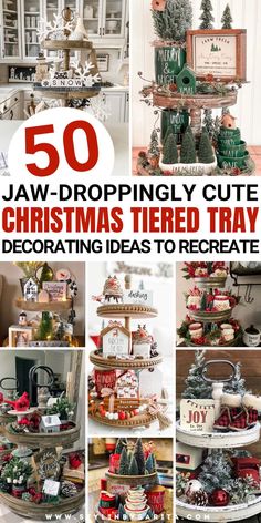 christmas tiered tray decor Three Tier Christmas Display, 3 Tier Christmas Decor, 3 Teir Trays Decor Christmas Diy, Fall Tray Decorating Ideas, Christmas Tiered Tray Ideas, Christmas Ladders Ideas, Tier Decorations, Tray Decor Ideas, Christmas Tiered Tray Decor