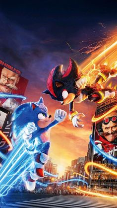 sonic the hedgehog and other characters in an action scene from mario kartman