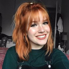 Red Hair With Bangs, Short Red Hair, Hot Haircuts, Trending Haircuts, Short Hair With Bangs, Grunge Hair