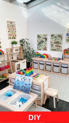 the children's playroom is clean and ready for their parents to come home