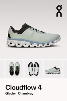 an advertisement for the new footwear brand cloudflow 4, featuring running shoes and sneakers