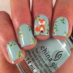 Fox Nail Designs, Nails Teal, Nails Photo, Fox Nails, Thanksgiving Nail Designs, Animal Nail Art, Animal Nails, Thanksgiving Nails, Fall Nail Art