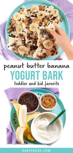 the peanut butter banana yogurt bark toddler and kid favorite is ready to eat