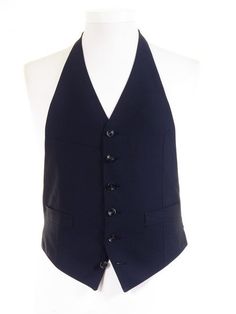 Ex-Hire Mens Backless Wedding & Morning Suit Waistcoats - Navy Blue Mohair Tonic Men's Formal Wear, Suits Formal