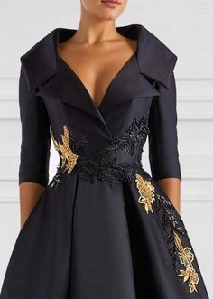 A-Line Evening Gown Floor Length Long Sleeve V Neck Pocket Satin with – Koutun Dress Women Dresses Classy, Elegant Dresses Classy, Trendy Wedding Hairstyles, Woman Suit Fashion, Evening Gowns Elegant, Hacks Videos, فستان سهرة, Evening Dresses Elegant, Moda Vintage