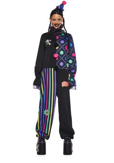 Trickz N' Treatz Halloween Neon Punk Patch Circus Clown - Multi – Dolls Kill Clowncore Fashion, Embroidered Spider, Knit Onesie, Womens Halloween Costume, Clown Halloween Costumes, Clown Hat, Embroidered Skull, Bat Costume, Goth Shoes