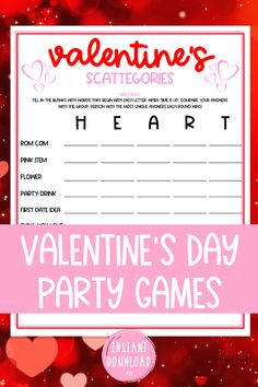 valentine's day party game with hearts on it