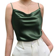 Silk Top Outfit, Silk Tank Top, Satin Blouses, Silk Tank, Trendy Tops, Silk Top, Sleeveless Blouse