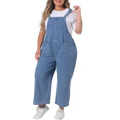 These overalls feature adjustable straps with buckles, allowing for a customized fit. The straps are sturdy and can be easily adjusted to accommodate different body shapes and sizes. With two functional buttons and pockets, these overalls provide ample storage space for your essentials. The straight-leg pants have a full-length hem that can be rolled up for a trendy and avant-garde look. These overalls are perfect for a casual outing or a day of shopping with family or friends. The loose fit and Denim Blue Jumpsuit With Adjustable Straps, Denim Blue Overalls With Adjustable Straps, Medium Wash Denim Overalls With Adjustable Straps, Summer Dark Wash Overalls With Adjustable Straps, Casual Denim Blue Overalls With Adjustable Straps, Medium Wash Denim Jumpsuit With Adjustable Straps, Blue Denim Shortalls With Adjustable Straps, Dark Wash Denim Jumpsuit With Adjustable Straps, Denim Overalls With Adjustable Straps In Dark Wash