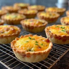 small quiche pies cooling on a wire rack