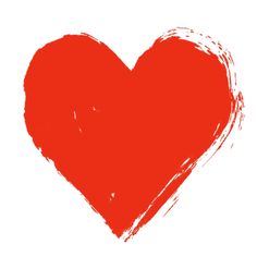 a red painted heart on a white background