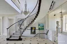 Stainless Steel Uprights, Feature treads, Helical staircase, Staircase Inspirational, Staircase Ideas, Oak Treads Country House Staircase, Country House Stairs, Parts Of A Staircase, Feature Staircase, Grand Staircases, Staircase Layout