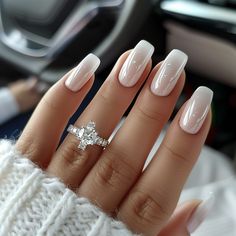 holiday nails, wedding nails, spring nails, summer nails, acrylic nails, gel nails, maniucre, white nails, nude nails, long nails Elegant White Nails Classy, White Nails Classy, Gel Nails For Spring, Square Ombre, White Ombre Nails, Acrylic Manicure, Acrylic Gel Nails, Ombre Acrylic, Stylish Nails Designs