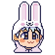 an image of a pixel art character with bunny ears on it's head and eyes