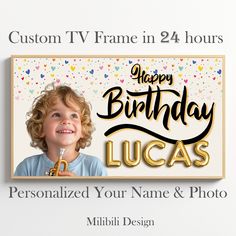 a birthday card for a child's name and photo