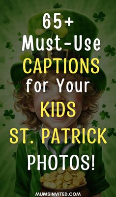 Add a touch of humor & inspiration to your St. Patrick's Day celebrations with these cute & funny St. Patrick's Day quotes & captions specially crafted for kids. From hilarious St. Patrick's Day sayings that will bring smiles to happy & uplifting St. Patrick's Day messages, these St. Patrick's Day quotes & captions are perfect for little ones. Use them as Instagram captions for a St. Patrick's Day touch. Explore this collection of  St. Patrick's Day quotes & captions tailored for children. St Patricks Day Jokes, Irish Humor, Inspirational Instagram Quotes, New Year Captions