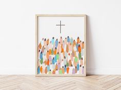 Modern Christian Art - CROSS AND PEOPLE Modern Christian Art, Christian Art Print, Water Paint, Church Decorations, Celebrate Diversity, Christian Artwork, Christian Prints, Faith Art, Christian Wall Decor