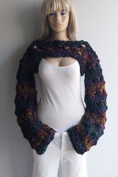 a mannequin wearing a knitted scarf